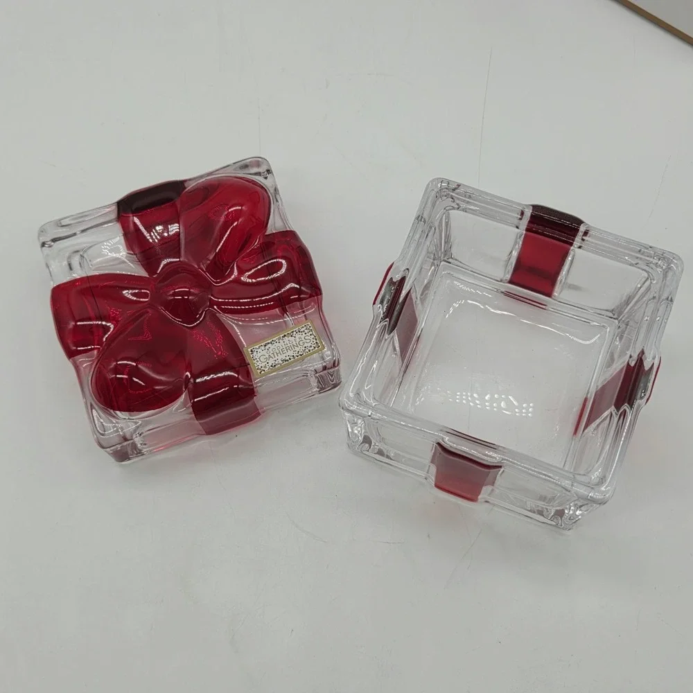 Godinger Gatherings Crystal Present Box Shannon By Godinger Red Bow # 28643